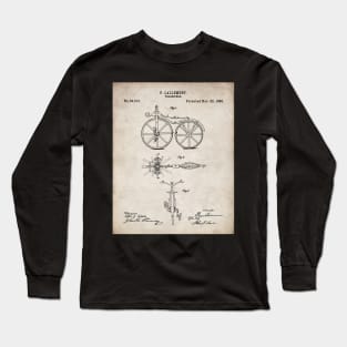 Bicycle Patent - Cycling Cyclist Bike Riding Fan Art - Antique Long Sleeve T-Shirt